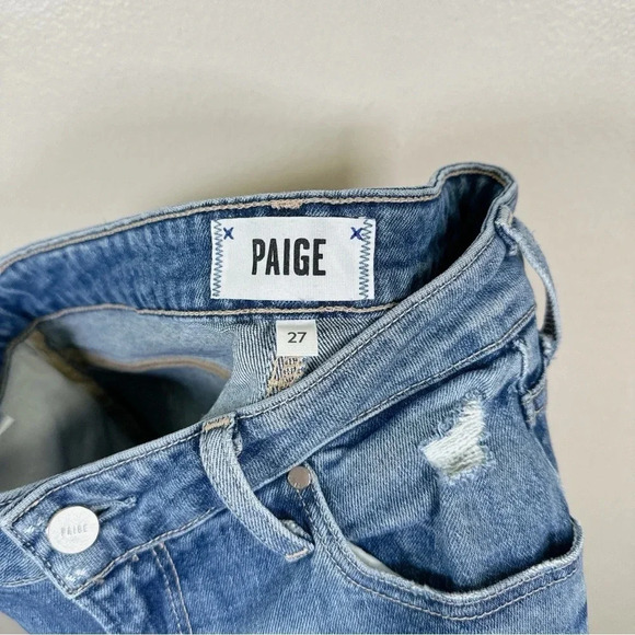 Paige Womens Size 27 Sarah Slim Destructed Ribbed Jeans - Picture 9 of 16